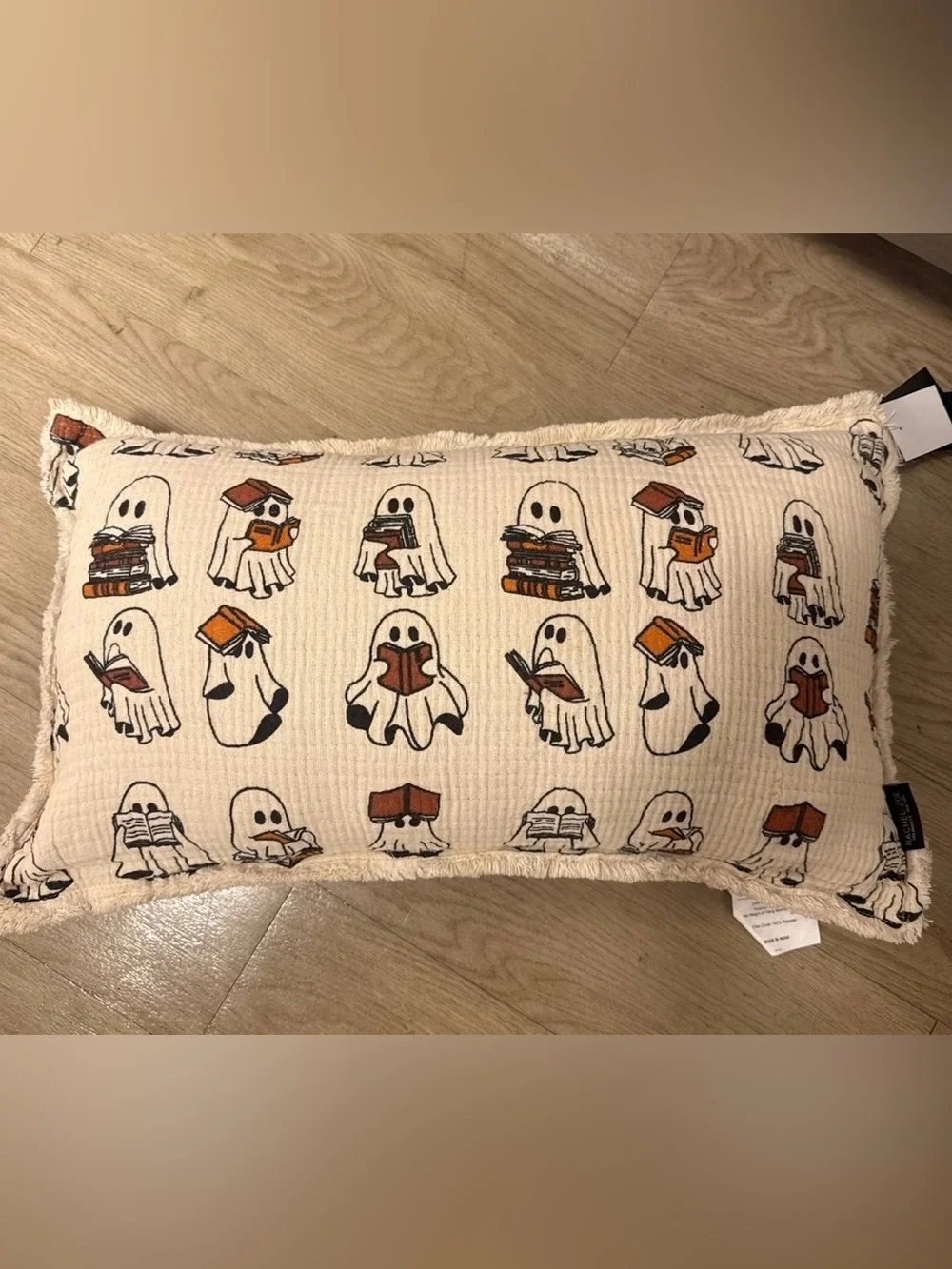 Rachel Zoe Cream Reading Ghosts Decorative Pillow